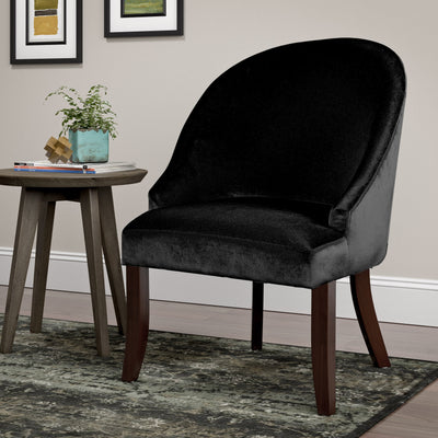 black Velvet Curved Chair CorLiving Collection lifestyle scene by CorLiving#color_black