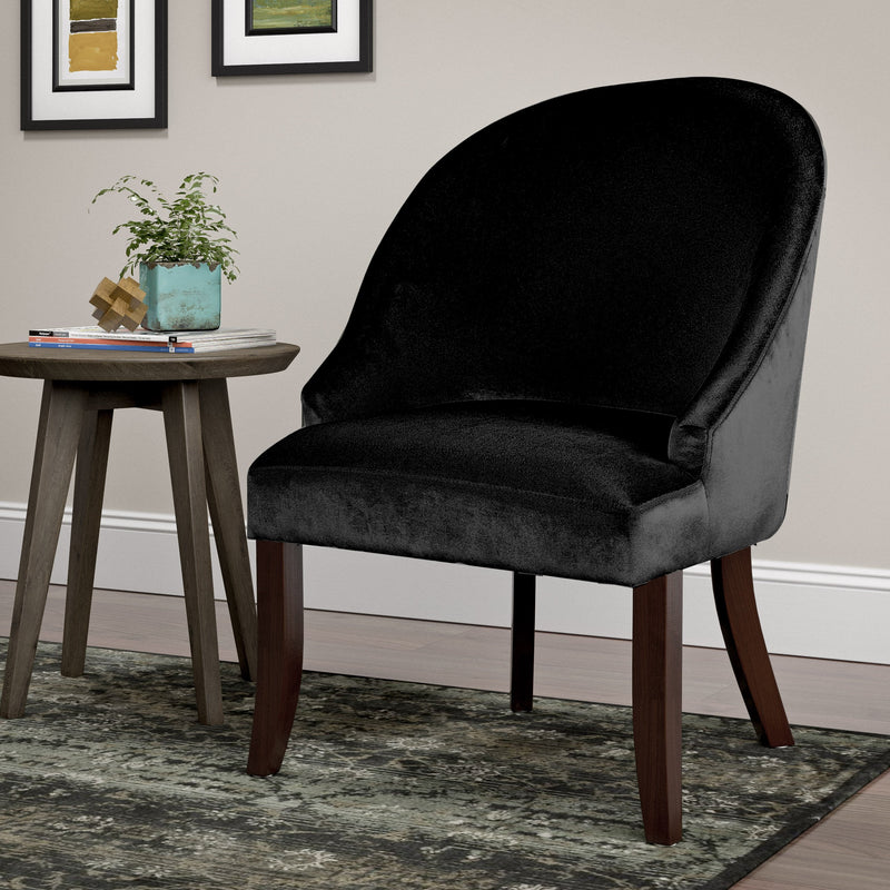 black Velvet Curved Chair CorLiving Collection lifestyle scene by CorLiving