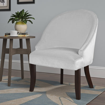 white Velvet Curved Chair CorLiving Collection lifestyle scene by CorLiving#color_white