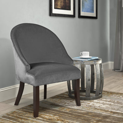 grey Velvet Curved Chair CorLiving Collection lifestyle scene by CorLiving#color_grey