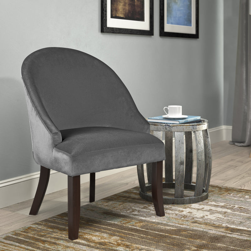 grey Velvet Curved Chair CorLiving Collection lifestyle scene by CorLiving