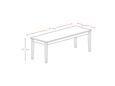 black brown Wood Dining Bench Atwood Collection measurements diagram by CorLiving#color_atwood-cappuccino