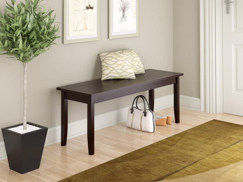 black brown Wood Dining Bench Atwood Collection lifestyle scene by CorLiving