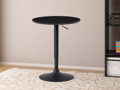 Modern bar table with natural wood top, black metal frame, and footrest. Sleek design with a rectangular surface, ideal for home bars or kitchen islands. Durable, minimalist style perfect for contemporary interiors.