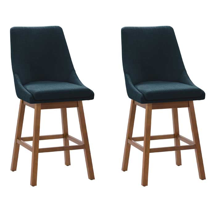 navy blue and brown High Back Bar Stools Set of 2 Luca Collection product image by CorLiving