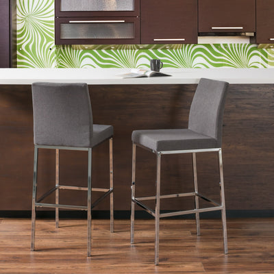 grey Bar Height Bar Stools Set of 2 Huntington Collection lifestyle scene by CorLiving#color_grey