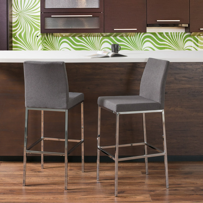 grey Bar Height Bar Stools Set of 2 Huntington Collection lifestyle scene by CorLiving