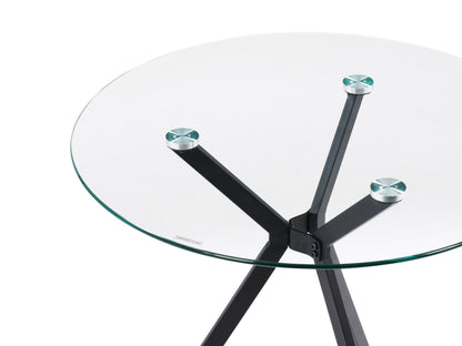 Modern wooden dining table with sleek black metal legs, featuring a smooth walnut finish and minimalist design, perfect for contemporary dining rooms or kitchens.