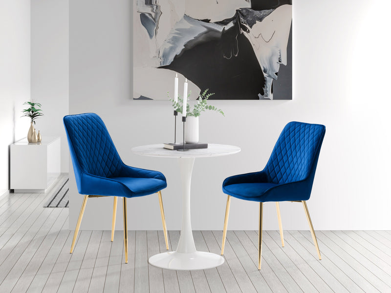 navy blue Luxury Velvet Dining Chairs, Set of 2 Nia Collection lifestyle scene by CorLiving