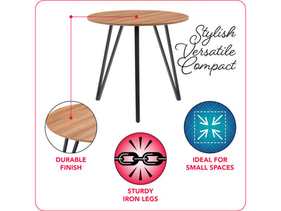 brown Small Round Dining Table Ezra Collection infographic by CorLiving#color_brown