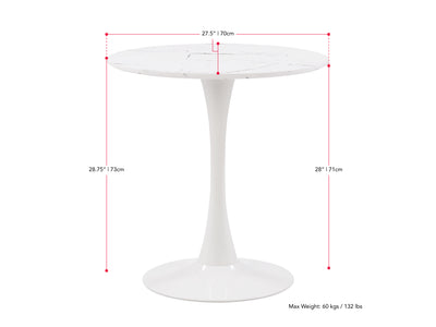 black 3 Piece Bistro Dining Set Ivo Collection measurements diagram by CorLiving#color_ivo-black