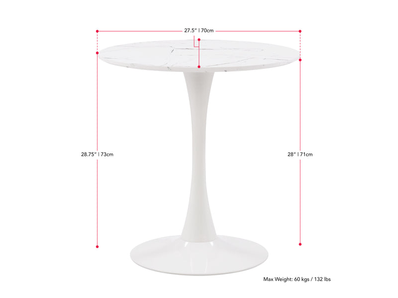 black 3 Piece Bistro Dining Set Ivo Collection measurements diagram by CorLiving