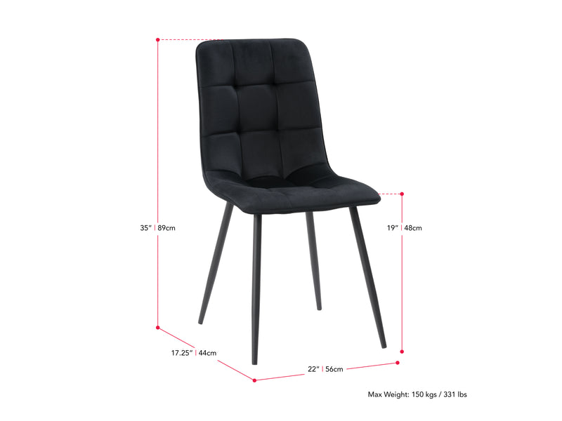 black 5pc Round Dining Table Set Ezra Collection measurements diagram by CorLiving