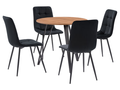 black 5pc Round Dining Table Set Ezra Collection product image by CorLiving#color_ezra-black