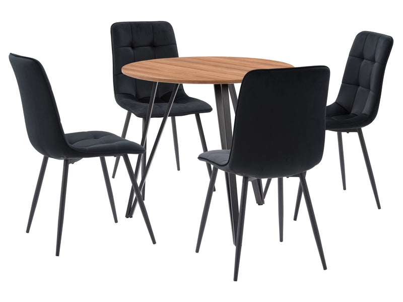 black 5pc Round Dining Table Set Ezra Collection product image by CorLiving