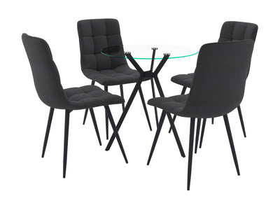black 5pc Glass Dining Table Set Eliana Collection product image by CorLiving#color_eliana-black