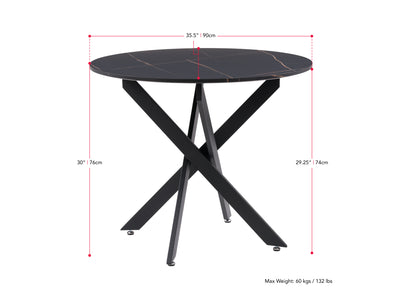 5pc Black Dining Room Set Elliot Collection measurements diagram by CorLiving#color_elliot-black