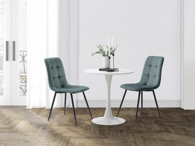 teal grey Velvet Upholstered Dining Chairs, Set of 2 Nash Collection lifestyle scene by CorLiving#color_nash-teal-grey-velvet