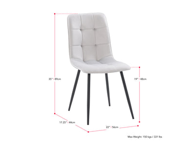 grey 3 Piece Bistro Dining Set Ivo Collection measurements diagram by CorLiving#color_ivo-light-grey