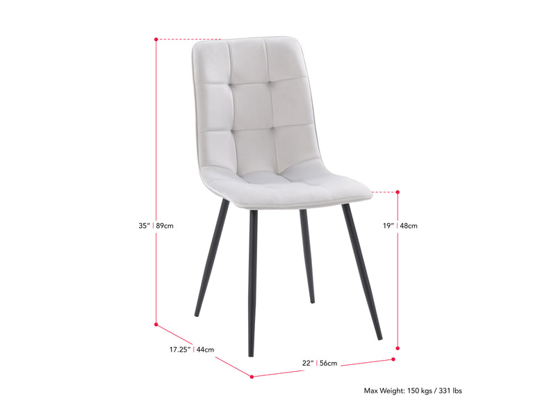 grey 3 Piece Bistro Dining Set Ivo Collection measurements diagram by CorLiving