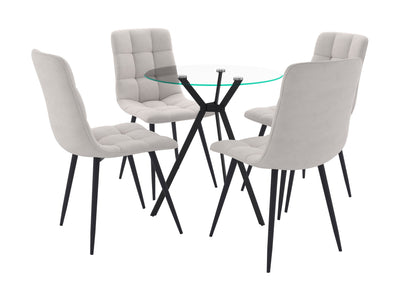 light grey 5pc Glass Dining Table Set Eliana Collection product image by CorLiving#color_eliana-light-grey