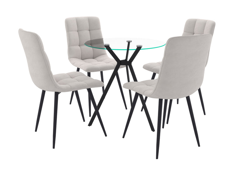 light grey 5pc Glass Dining Table Set Eliana Collection product image by CorLiving