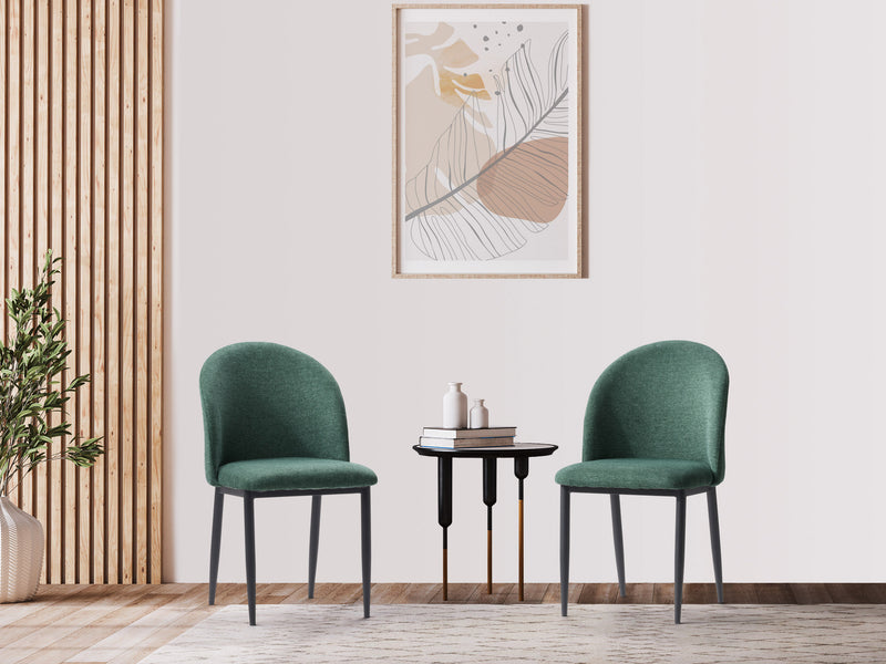 dark green Curved Dining Chairs, Set of 2 Nyla Collection lifestyle scene by CorLiving
