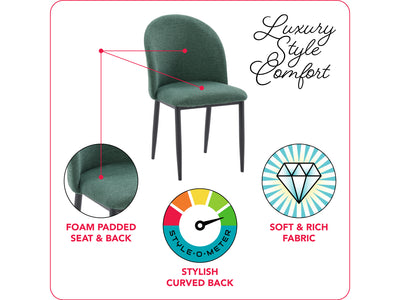 dark green Curved Dining Chairs, Set of 2 Nyla Collection infographic by CorLiving#color_dark-green