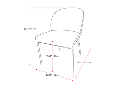 light grey High Back Upholstered Dining Chairs, Set of 2 Blakeley Collection measurements diagram by CorLiving#color_blakeley-light-grey