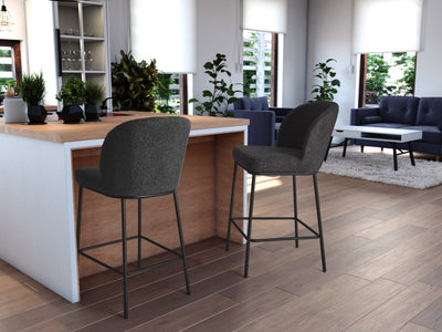 grey Counter Height Luxury Boucle Bar Stools Addison Collection lifestyle scene by CorLiving#color_addison-grey