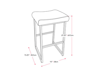 black Backless Bar Stools Set of 2 Milo Collection measurements diagram by CorLiving#color_black