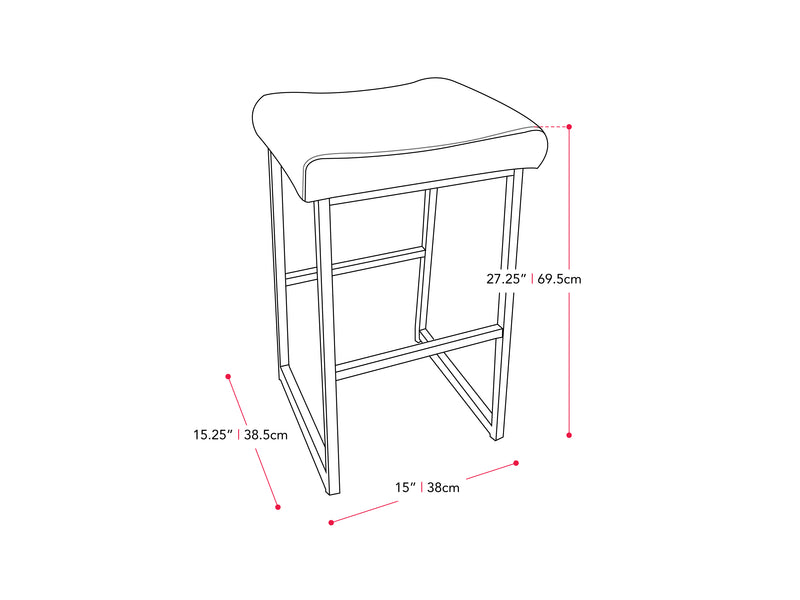 black Backless Bar Stools Set of 2 Milo Collection measurements diagram by CorLiving