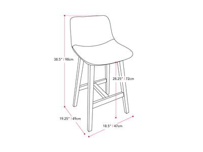 blue Wood Bar Stools Set of 2 Nora Collection measurements diagram by CorLiving#color_blue