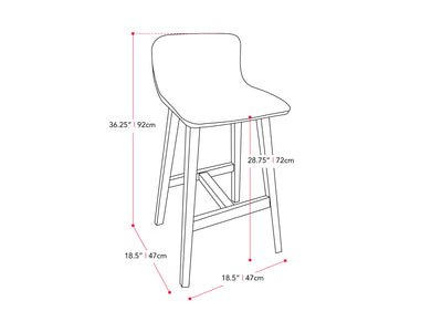 blue Wooden Bar Stools Set of 2 Bennett Collection measurements diagram by CorLiving#color_blue