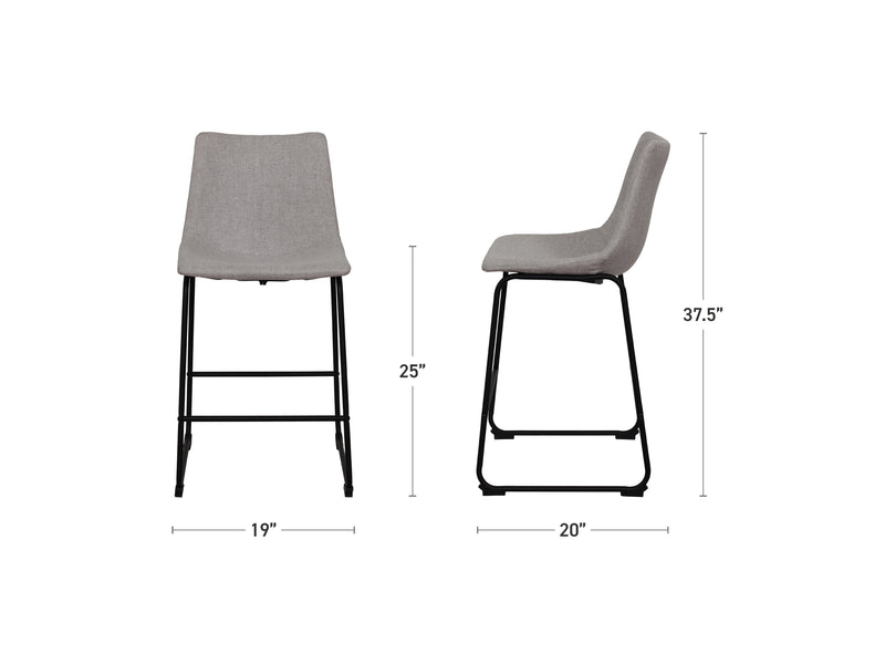 light grey Upholstered Bar Stools Asahi Collection measurements diagram by CorLiving