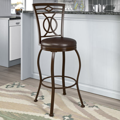 dark brown Metal Bar Stool Bar Height Jericho Collection lifestyle scene by CorLiving#color_dark-brown
