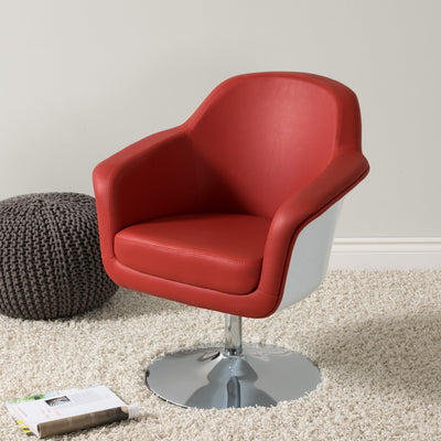 red Leather Swivel Chair CorLiving Collection lifestyle scene by CorLiving#color_red