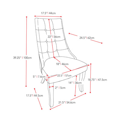 brown Accent Chairs Set of 2 Evan Collection measurements diagram by CorLiving#color_brown