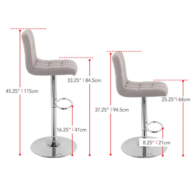 light grey Adjustable Height Bar Stools Set of 2 CorLiving Collection measurements diagram by CorLiving#color_light-grey