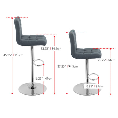 blue grey Adjustable Height Bar Stools Set of 2 CorLiving Collection measurements diagram by CorLiving#color_blue-grey