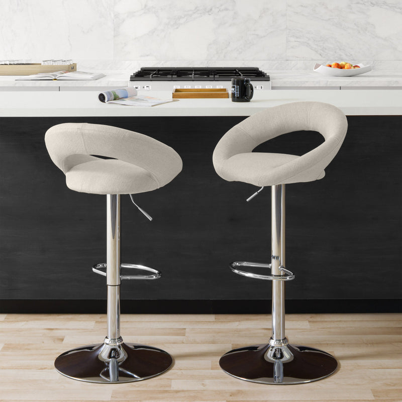 cream Adjustable Bar Stool Set of 2 CorLiving Collection lifestyle scene by CorLiving