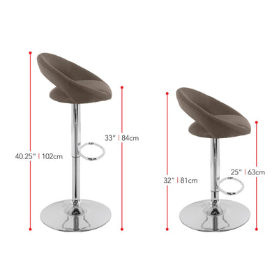 medium grey Adjustable Bar Stool Set of 2 CorLiving Collection measurements diagram by CorLiving#color_medium-grey