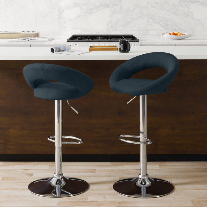 dark blue Adjustable Bar Stool Set of 2 CorLiving Collection lifestyle scene by CorLiving