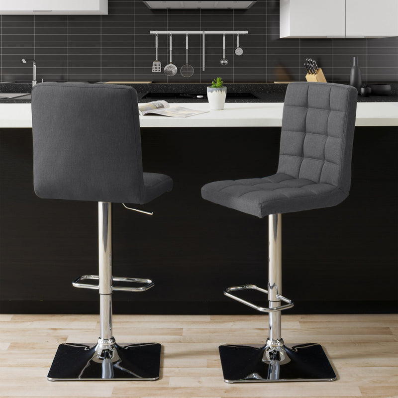 grey High Back Bar Stools Set of 2 Quinn Collection lifestyle scene by CorLiving