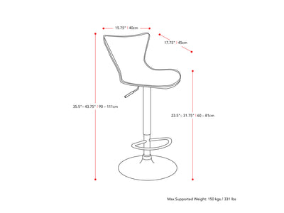 black Swivel Bar Stools Set of 2 Kayden Collection measurements diagram by CorLiving#color_black