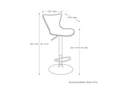 white Swivel Bar Stools Set of 2 Kayden Collection measurements diagram by CorLiving#color_white