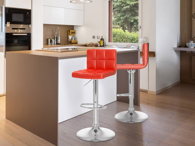 red Swivel Bar Stools Set of 2 Zion Collection lifestyle scene by CorLiving#color_red