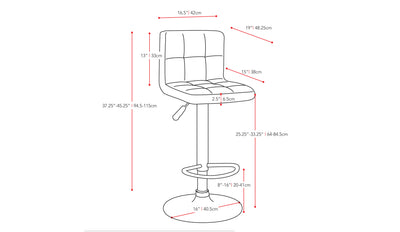 dark grey Black Bar Stools Set of 2 Silas Collection measurements diagram by CorLiving#color_dark-grey