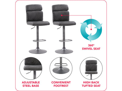 black Swivel Bar Stools Set of 2 Sawyer Collection infographic by CorLiving#color_black