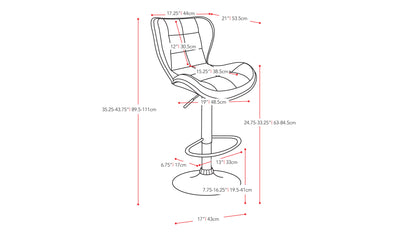 white Bar Stools with Backs Set of 2 Remi Collection measurements diagram by CorLiving#color_white